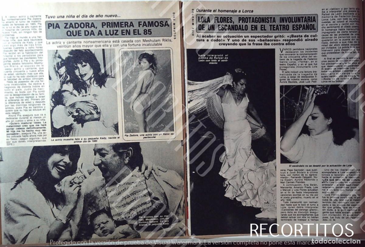 Coleccionismo de revistas y peri&oacute;dicos: PIA ZADORA CANTANTE 1985 LOLA FLORES