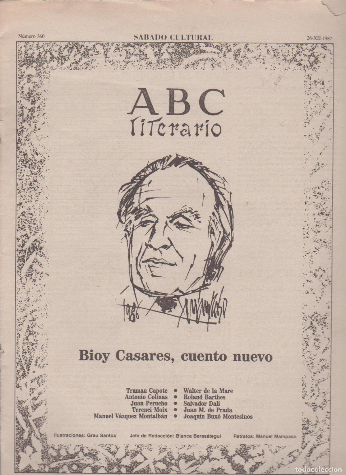 Coleccionismo de Revistas y Peri&oacute;dicos: Portada. Bioy Casares. Diciembre 1987. ABC Literario.
