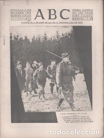 Coleccionismo de Revistas y Peri&oacute;dicos: PERIODICO ABC DE SEVILLA 2 DE DICIEMBRE DE 1938 N&ordm; 11078 - A-ABC-0640