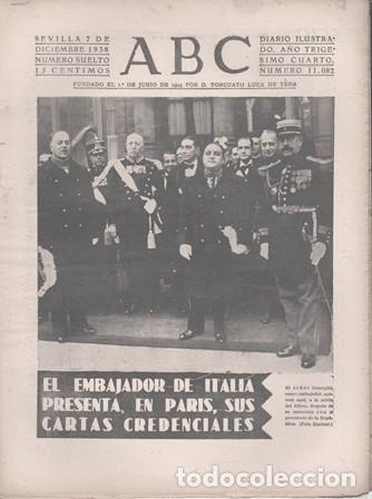 Coleccionismo de Revistas y Peri&oacute;dicos: PERIODICO ABC DE SEVILLA 7 DE DICIEMBRE DE 1938 N&ordm; 11082 - A-ABC-0644