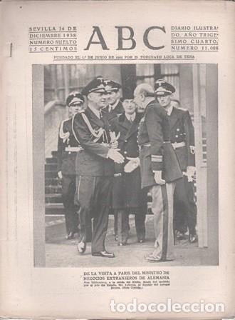 Coleccionismo de Revistas y Peri&oacute;dicos: PERIODICO ABC DE SEVILLA 14 DE DICIEMBRE DE 1938 N&ordm; 11088 - A-ABC-0650
