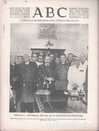Coleccionismo de Revistas y Peri&oacute;dicos: PERIODICO ABC DE SEVILLA 30 DE DICIEMBRE DE 1938 N&ordm; 11101 - A-ABC-0662