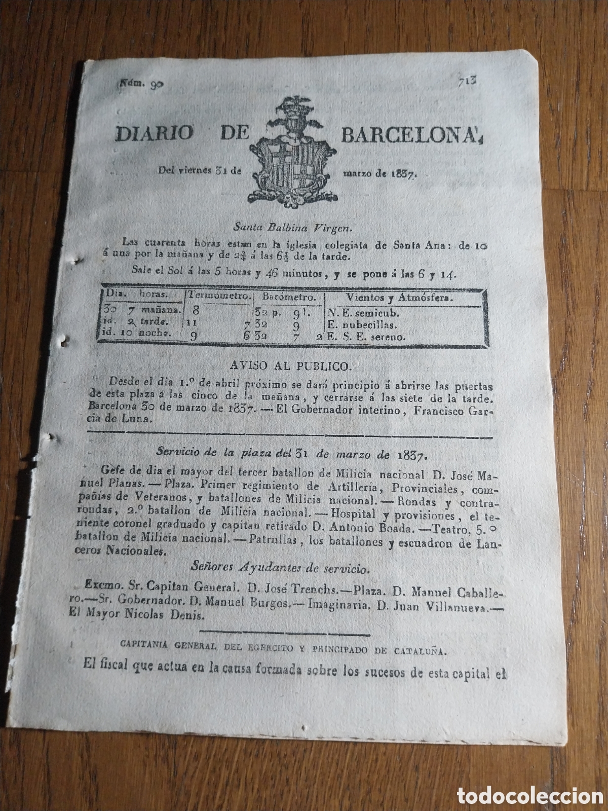 Sammeln von Zeitschriften und Zeitungen: DIARIO DE BARCELONA 1837 DIPUTACI&Oacute;N PROVINCIAL DE ZARAGOZA .REGLAMENTO ADUANAS DEL BRASIL
