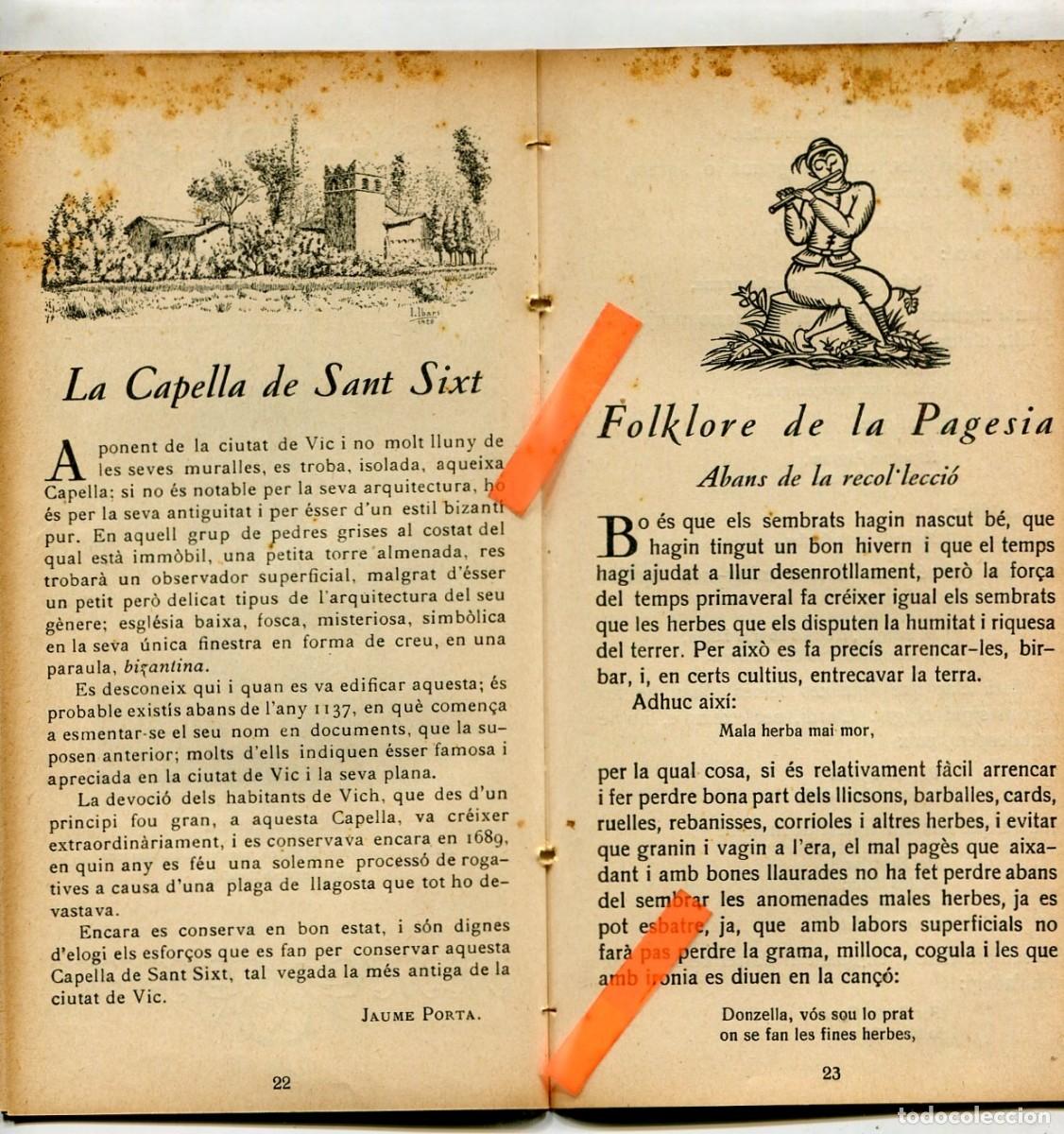 Coleccionismo de Revistas y Peri&oacute;dicos: REVISTA ANY 1936 SANT SIXT DE MIRALPLA VIC GEGANTS DE BARCELONA SANT CRIST DE BALAGUER