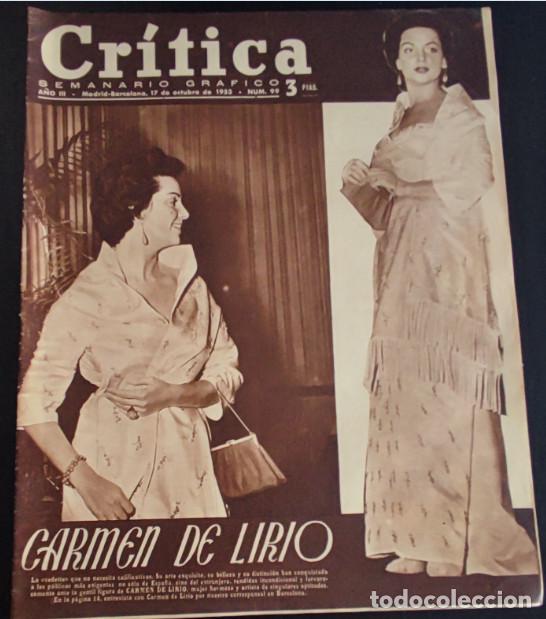 Collection Magazines and Newspapers: REVISTA CRITICA 1953, CARMEN DE LIRIO, PERIODISTA JUAN PUJOL, LOLITA RIVERO, DOLORES VARGAS, CARMEN