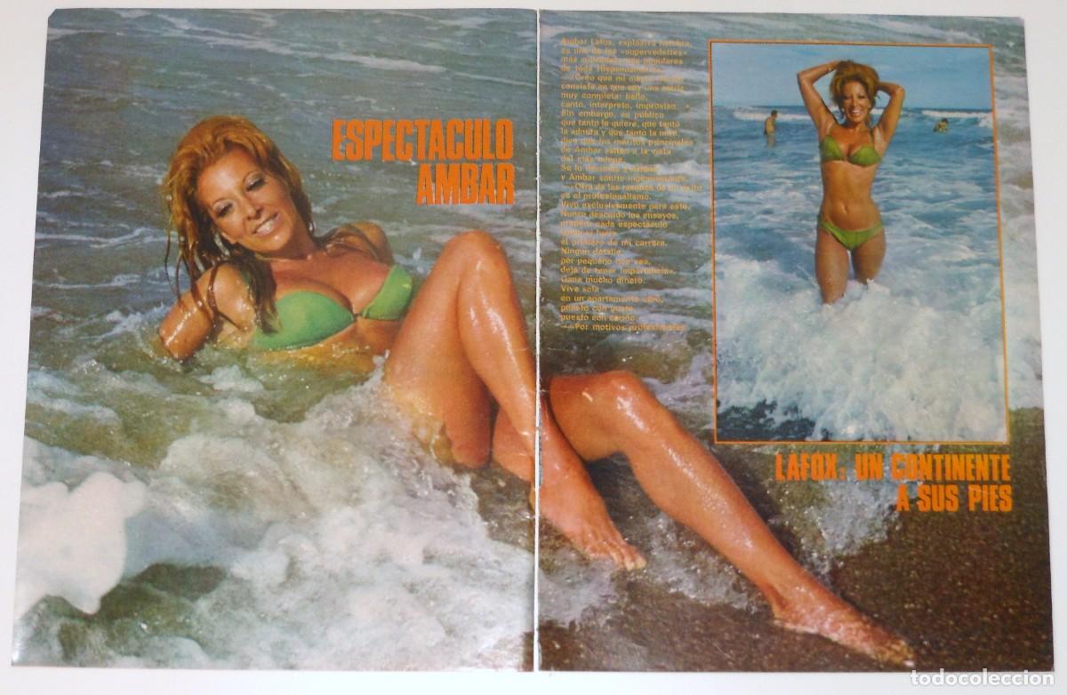 Coleccionismo de Revistas y Peri&oacute;dicos: AMBAR LA FOX Reportaje 3 P&aacute;ginas 1974 sexy article clippings Argentina bikini photos