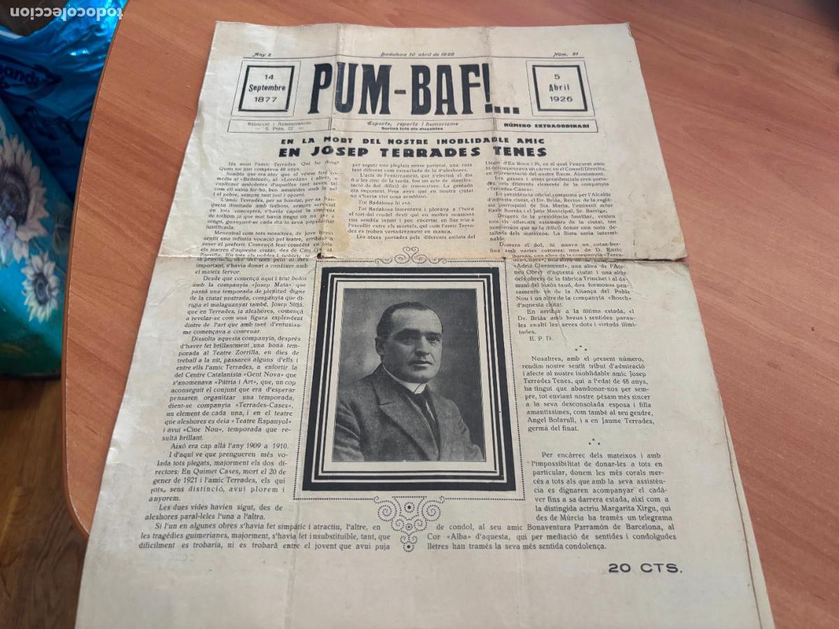 Coleccionismo de Revistas y Peri&oacute;dicos: PUM BAF! BADALONA 10 ABRIL 1926 EXTRAORDINARI N&ordm; 21 (COIB167)