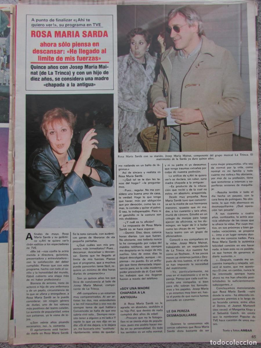 Coleccionismo de Revistas y Peri&oacute;dicos: RECORTE REVISTA SEMANA 2362 1985 ROSA MAR&Iacute;A SARD&Aacute;. MANUEL SANTANA Y MILA XIM&Eacute;NEZ 5 P&Aacute;GS