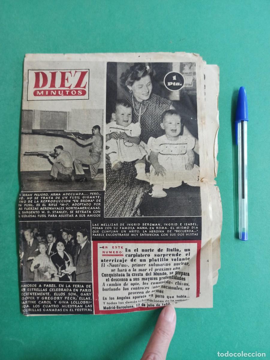Coleccionismo de revistas y peri&oacute;dicos: Antigua revista Diez Minutos. 1953. Esta muy arrugada.
