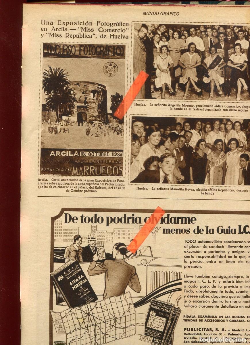 Coleccionismo de Revistas y Peri&oacute;dicos: REVISTA A&Ntilde;O 1933 CONCURSO FOTOGRAFICO DE ARCILA MARRUECOS MISS REPUBLICA MANOLITA REYES EN HUELVA