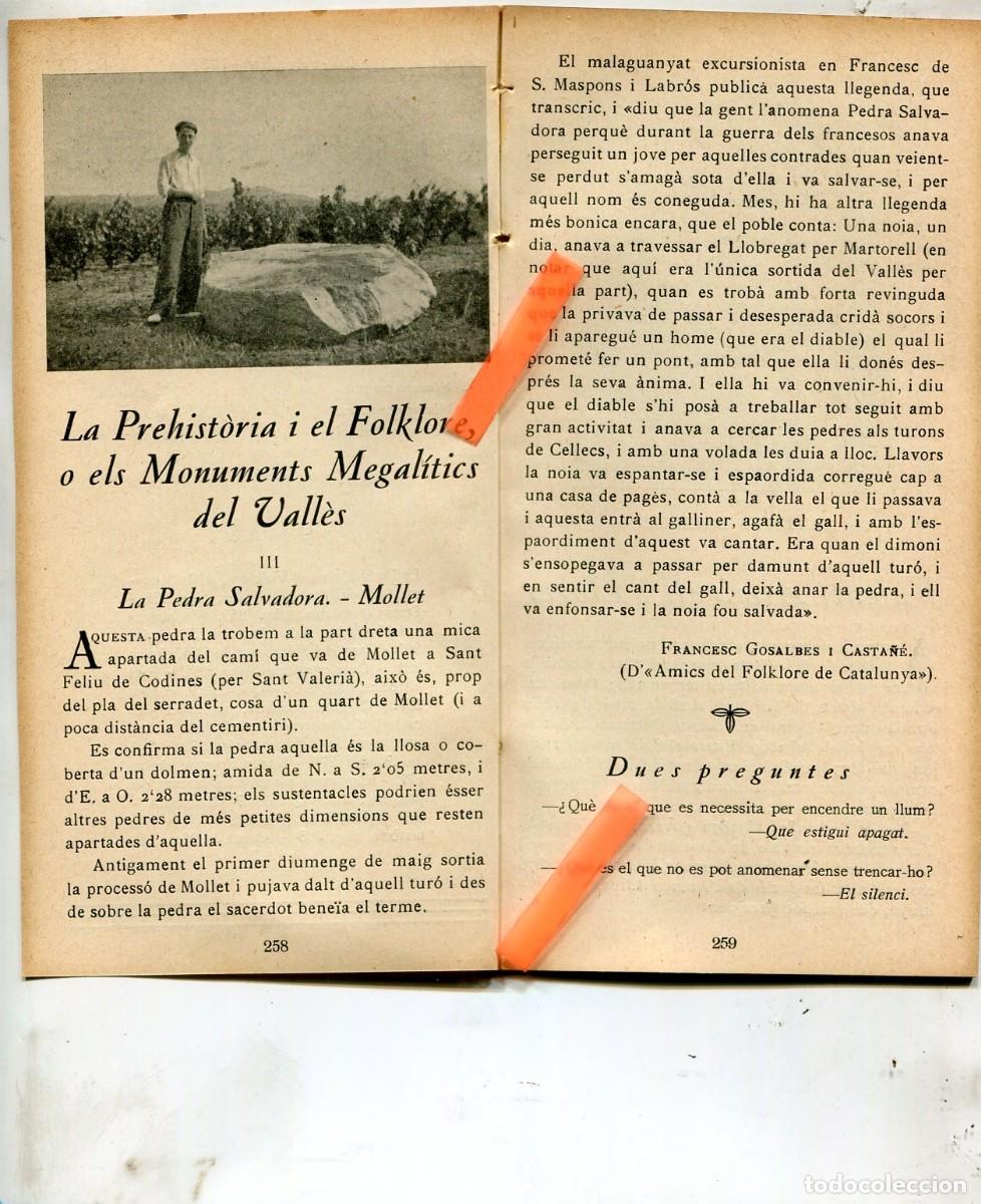 Coleccionismo de Revistas y Peri&oacute;dicos: REVISTA ANY 1936 PEDRA SALVADORA DE MOLLET VALENTI ALMIRALL ILOZER DUC DE CALABRIA AL BORN JOAN II