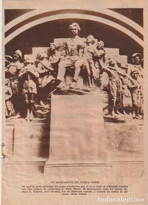 Coleccionismo de Revistas y Peri&oacute;dicos: * NUEVA YORK * Monumento a Mark Twain, obra del artista Samuel L. Aemens - 1934