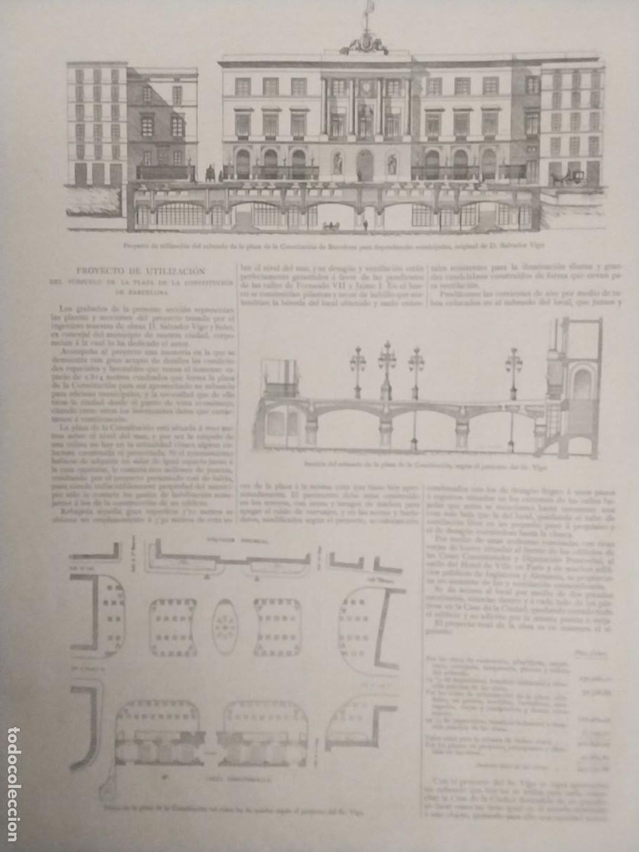 Coleccionismo de revistas y peri&oacute;dicos: PROYECTO DE UTILIZACION DEL SUBSUELO DE LA PLAZA DE LA CONSTITUCION DE BARCELONA REVISTA A&Ntilde;O 1893