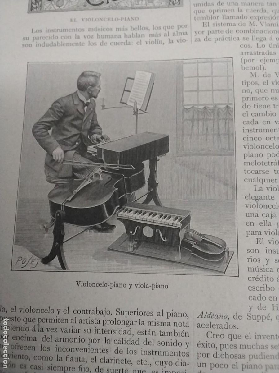 Coleccionismo de revistas y peri&oacute;dicos: EL VIOLONCELO PIANO Y VIOLA PIANO HOJA REVISTA A&Ntilde;O 1893