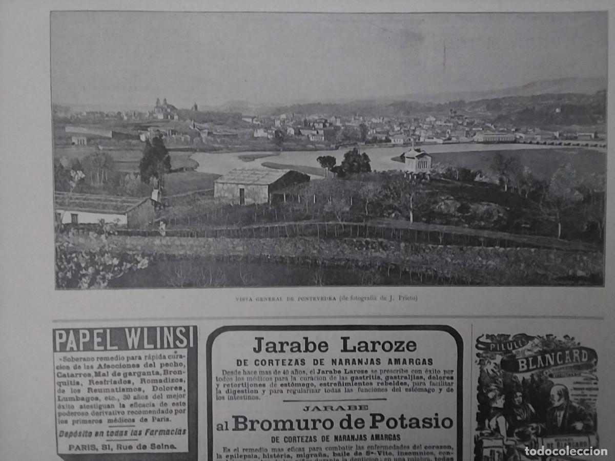 Coleccionismo de revistas y peri&oacute;dicos: VISTA GENERAL DE PONTEVEDRA HOJA REVISTA A&Ntilde;O 1893