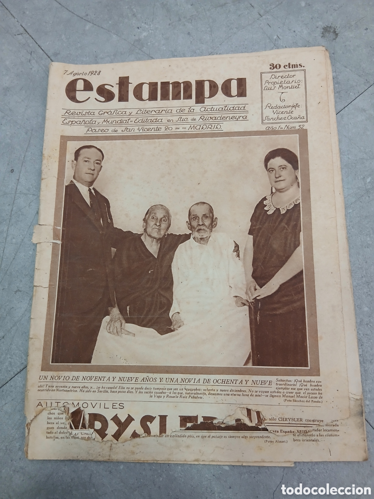 Colecionismo de Revistas e Jornais: Estampa. 7 de Agosto de 1928. (L112)