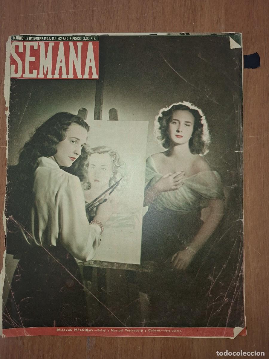 Coleccionismo de Revistas y Peri&oacute;dicos: REVISTA SEMANA, N&Uacute;MERO 512, 13/12/1949. SOLO PORTADA.