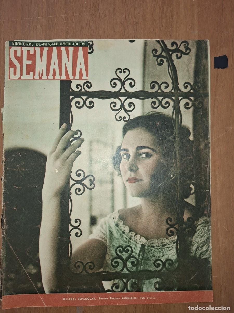 Coleccionismo de Revistas y Peri&oacute;dicos: REVISTA SEMANA, N&Uacute;MERO 534, 16/05/1950. SOLO PORTADA.