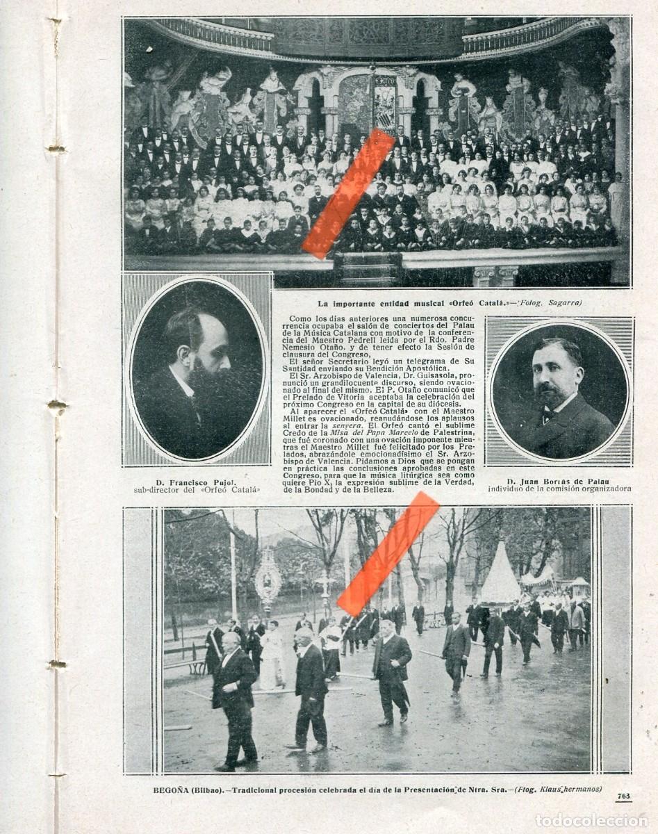 Coleccionismo de revistas y peri&oacute;dicos: REVISTA A&Ntilde;O 1912 PROCESION EN DE BEGO&Ntilde;A BILBAO FERROCARRIL DE SAN SEBASTIAN VILLABONA Y TOLOSA GUAD