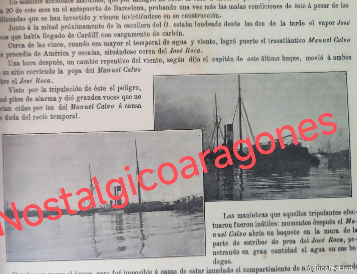 Collectionnisme de Revues et Journaux: Puerto Barcelona accidente mar&iacute;timo Manuel Calvo y Jose Roca foto revista principio siglo XX 190B