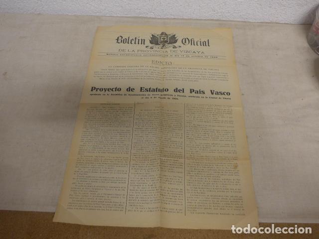 Coleccionismo de revistas y peri&oacute;dicos: Antiguo diario boletin oficial de la provincia de Vizcaya, 1933. Proyecto estatuto Pais Vasco.