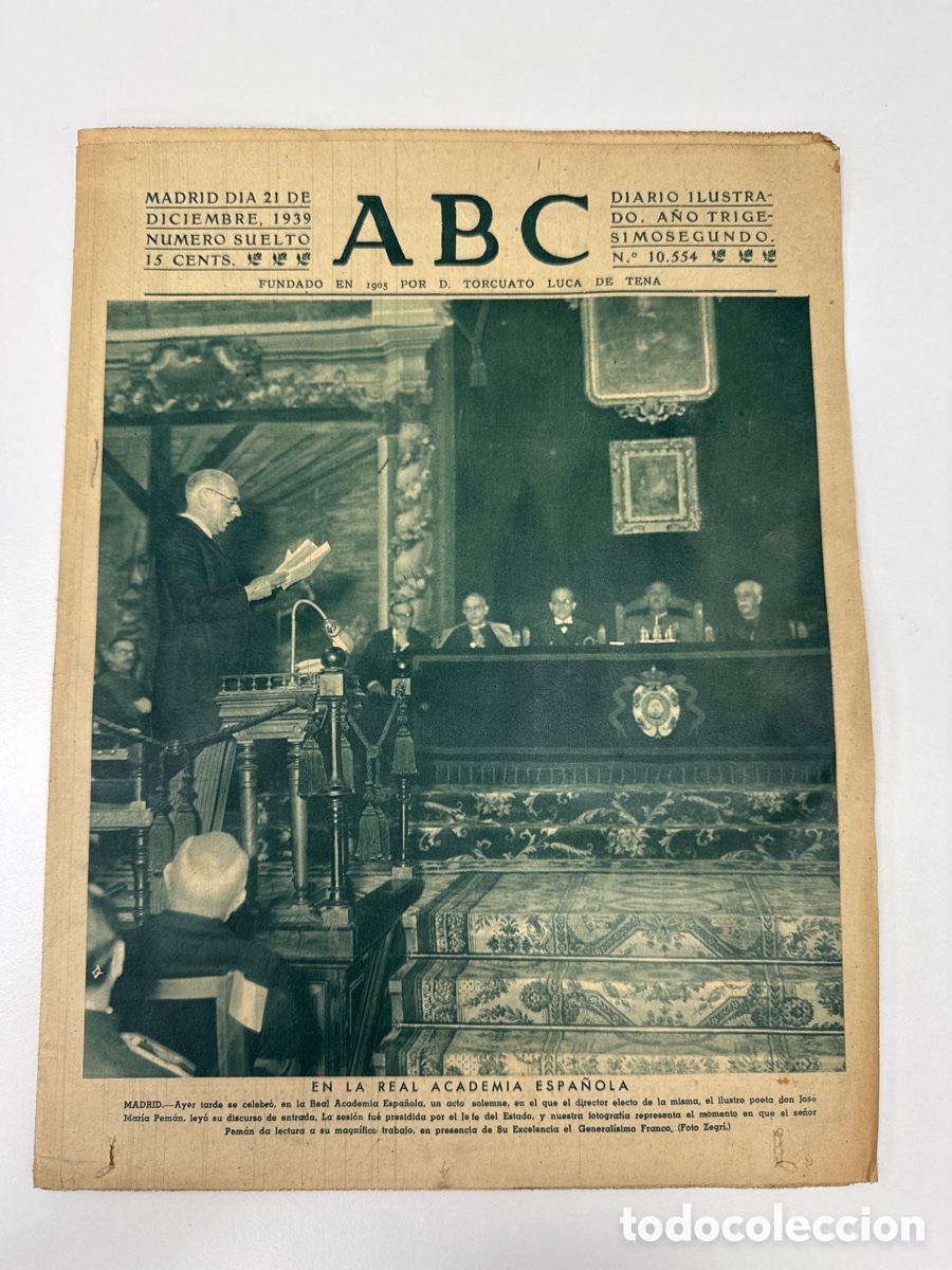 Coleccionismo de Revistas y Peri&oacute;dicos: Diario ABC Madrid 21 de diciembre 1939