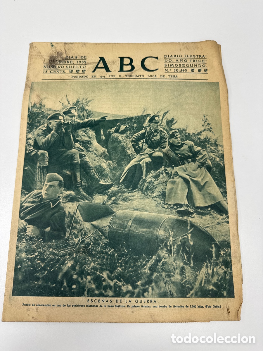 Coleccionismo de Revistas y Peri&oacute;dicos: Diario ABC Madrid 8 de diciembre 1939