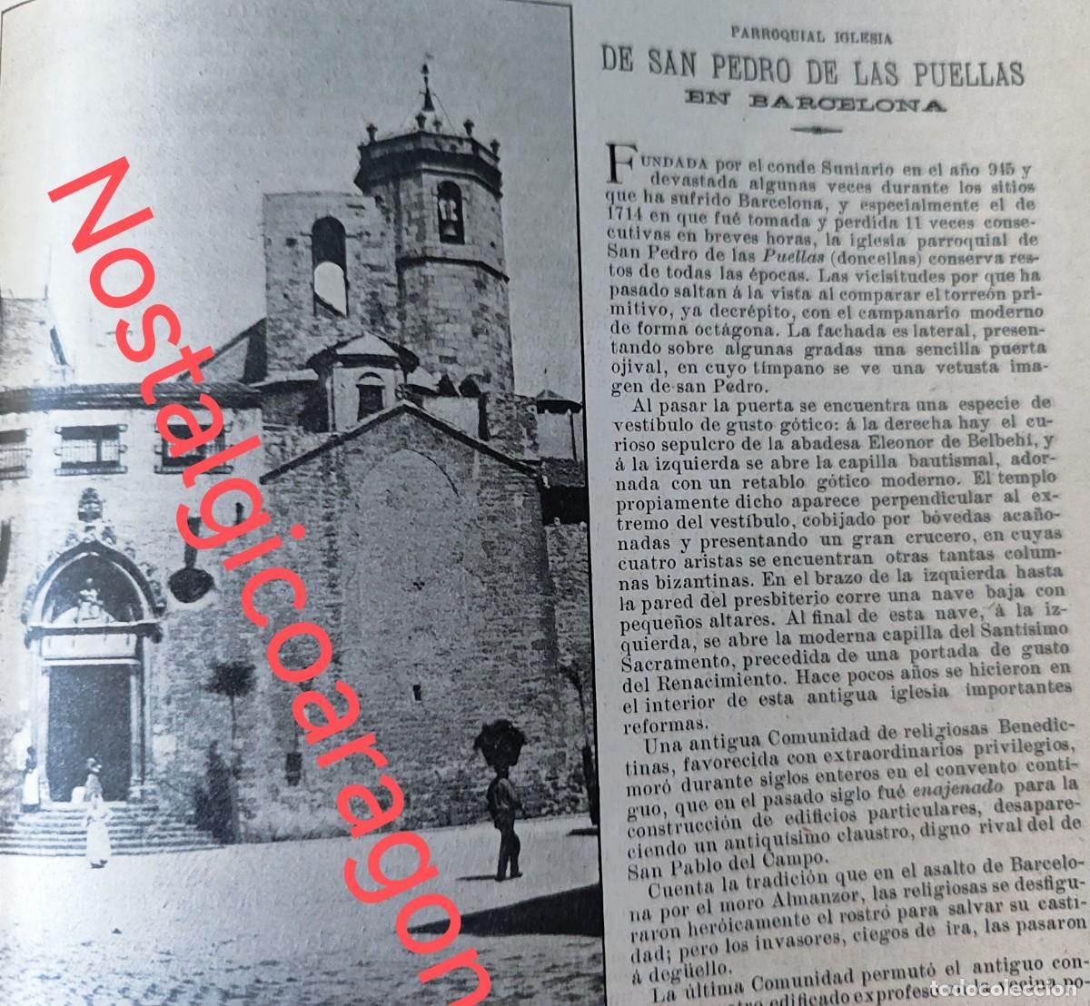 Collectionnisme de Revues et Journaux: Iglesia San Pedro Puellas Barcelona foto revista principio siglo XX 190B