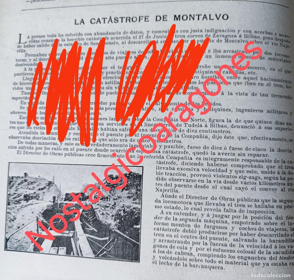 Collezionismo di Riviste e Giornali: accidente ferroviario Montalvo tren correo Zaragoza Bilbo relatofoto revista principio siglo XX 190B
