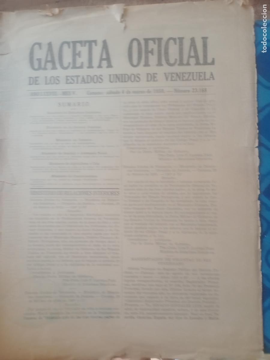 Coleccionismo de revistas y peri&oacute;dicos: Gaceta Oficial de los Estados Unidos de Venezuela 4 de Marzo de 1950