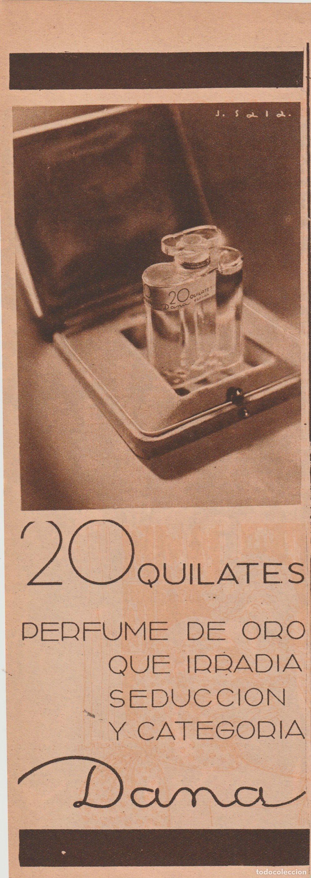 Coleccionismo de revistas y peri&oacute;dicos: Publicidad cosm&eacute;tica : perfume 20 Quilates de Dana - 1935
