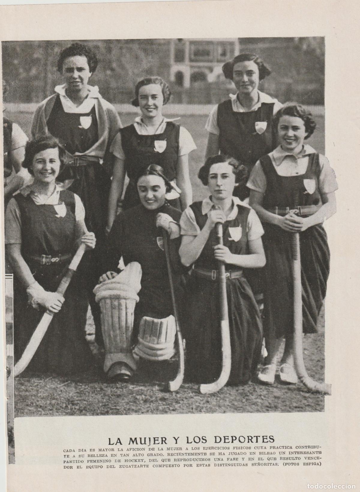 Coleccionismo de Revistas y Peri&oacute;dicos: Hockey femenino : equipo de Zugatzarte - 1935