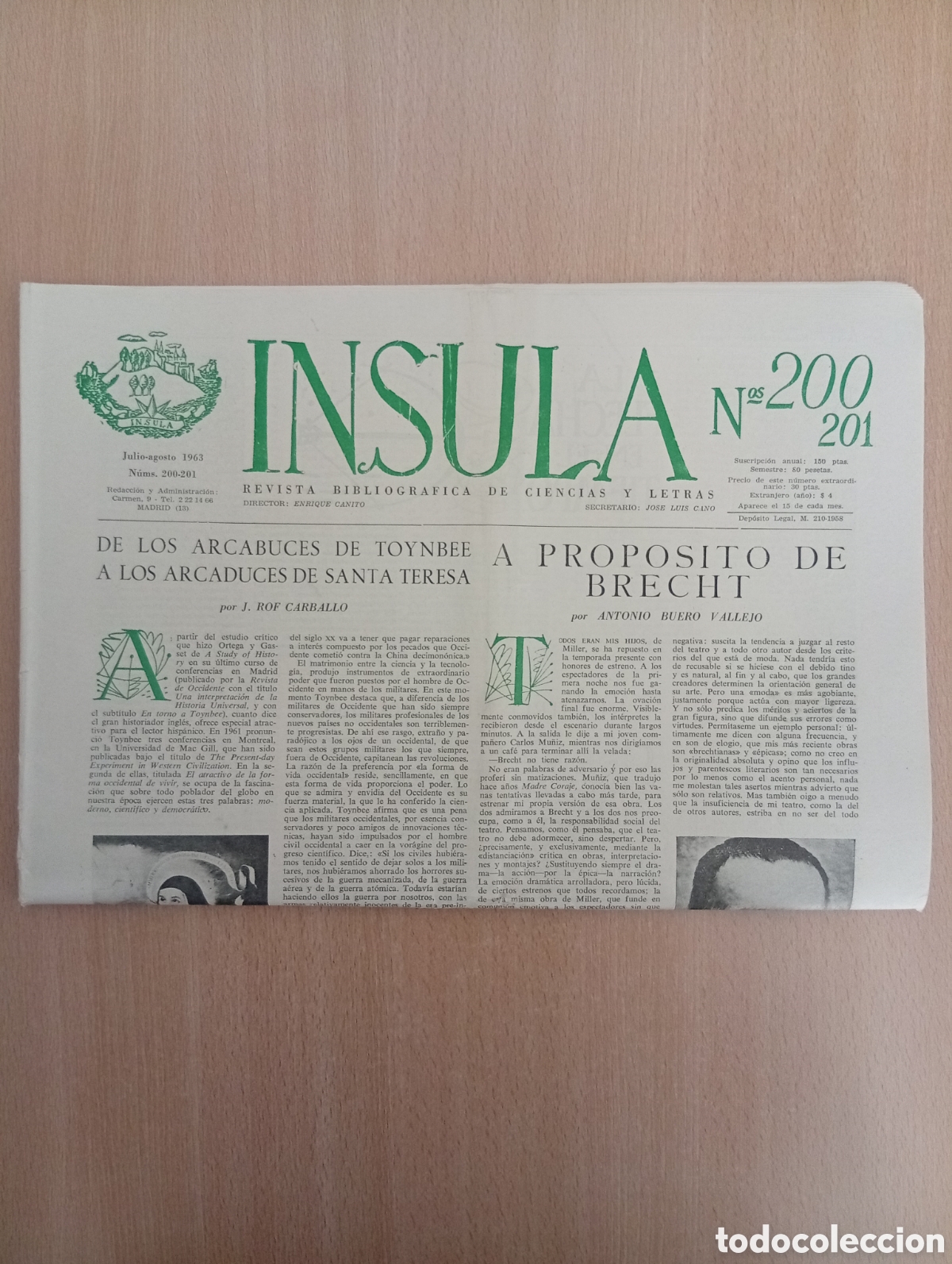 Colecionismo de Revistas e Jornais: INSULA. REVISTA BIBLIOGR&Aacute;FICA DE CIENCIAS Y LETRAS / N&ordm; 200-201