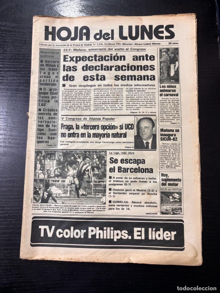 Coleccionismo de Revistas y Peri&oacute;dicos: HOJA DEL LUNES - N&ordm; 2236 - 22 FEBRERO 1982 - EXPECTACI&Oacute;N ANTE LAS DECLARACIONES DE ESTA SEMANA- LEER