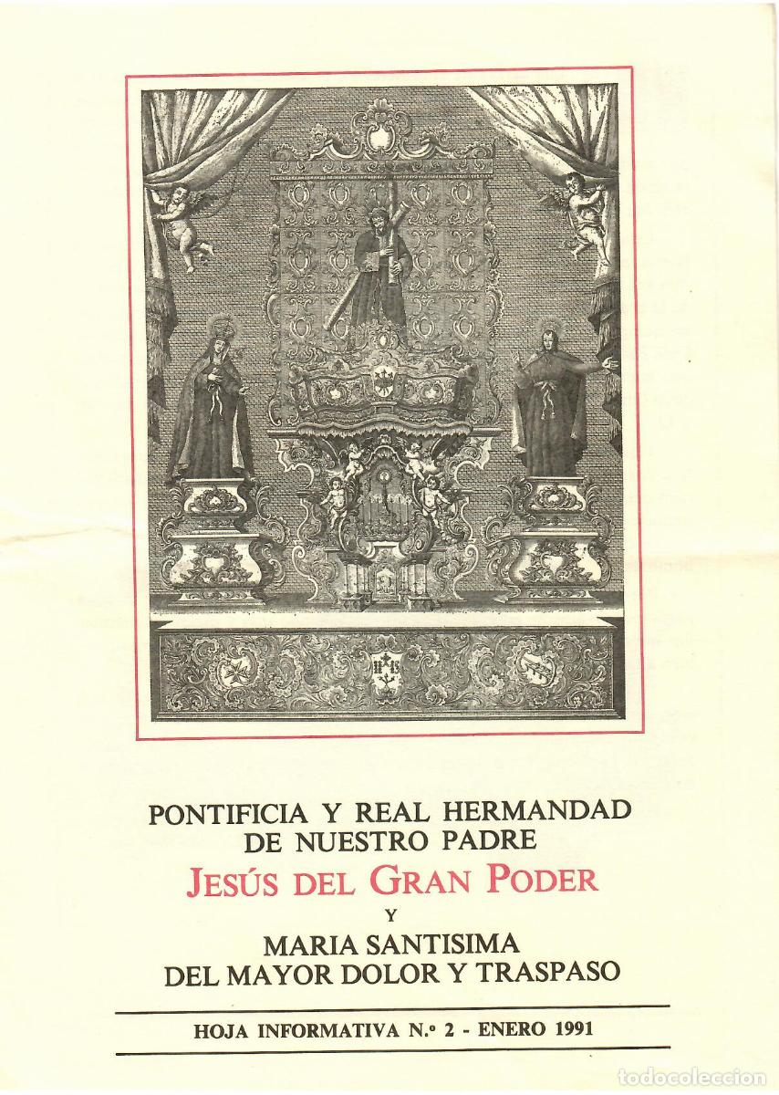 Coleccionismo de Revistas y Peri&oacute;dicos: SEMANA SANTA SEVILLA, HOJA INFORMATIVA HERMANDAD EL GRAN PODER N&ordm; 2, ENERO 1991