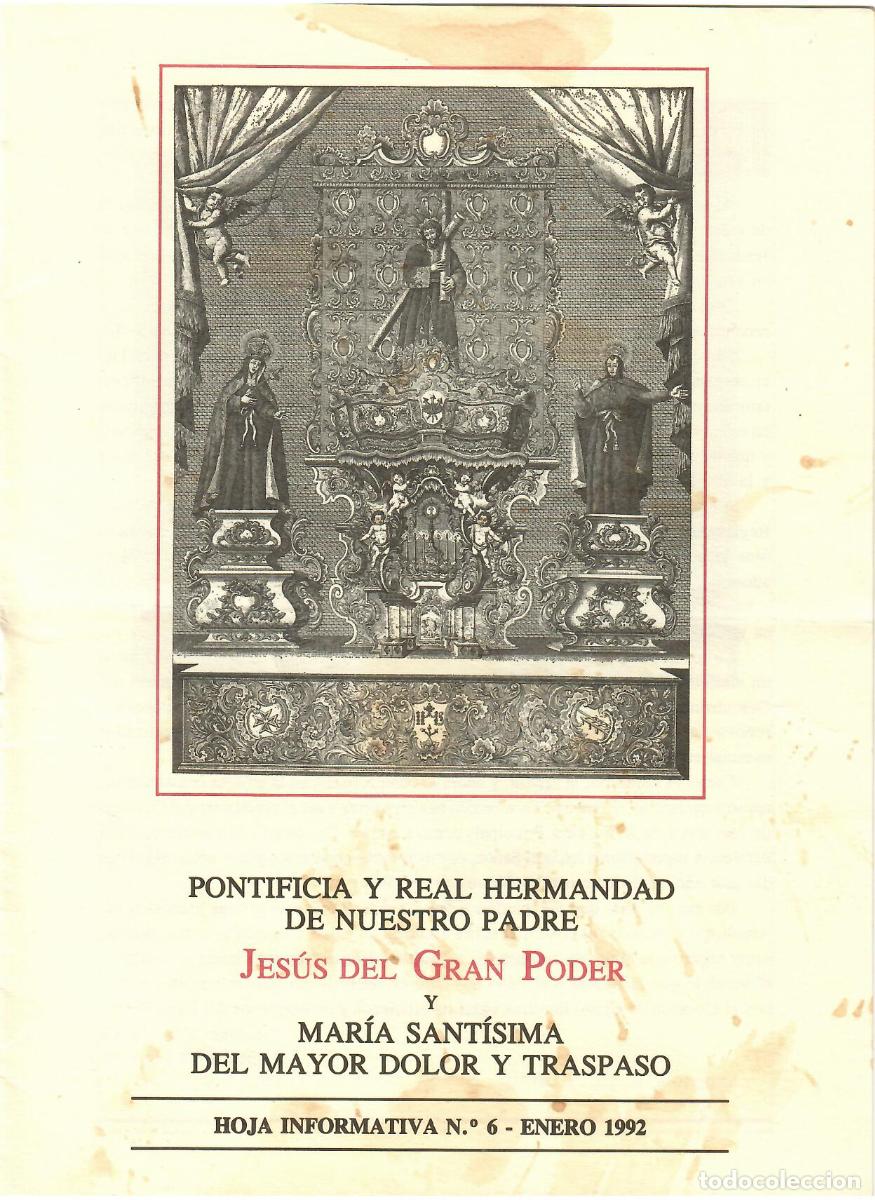 Coleccionismo de Revistas y Peri&oacute;dicos: SEMANA SANTA SEVILLA, HOJA INFORMATIVA HERMANDAD EL GRAN PODER N&ordm; 6, ENERO 1992