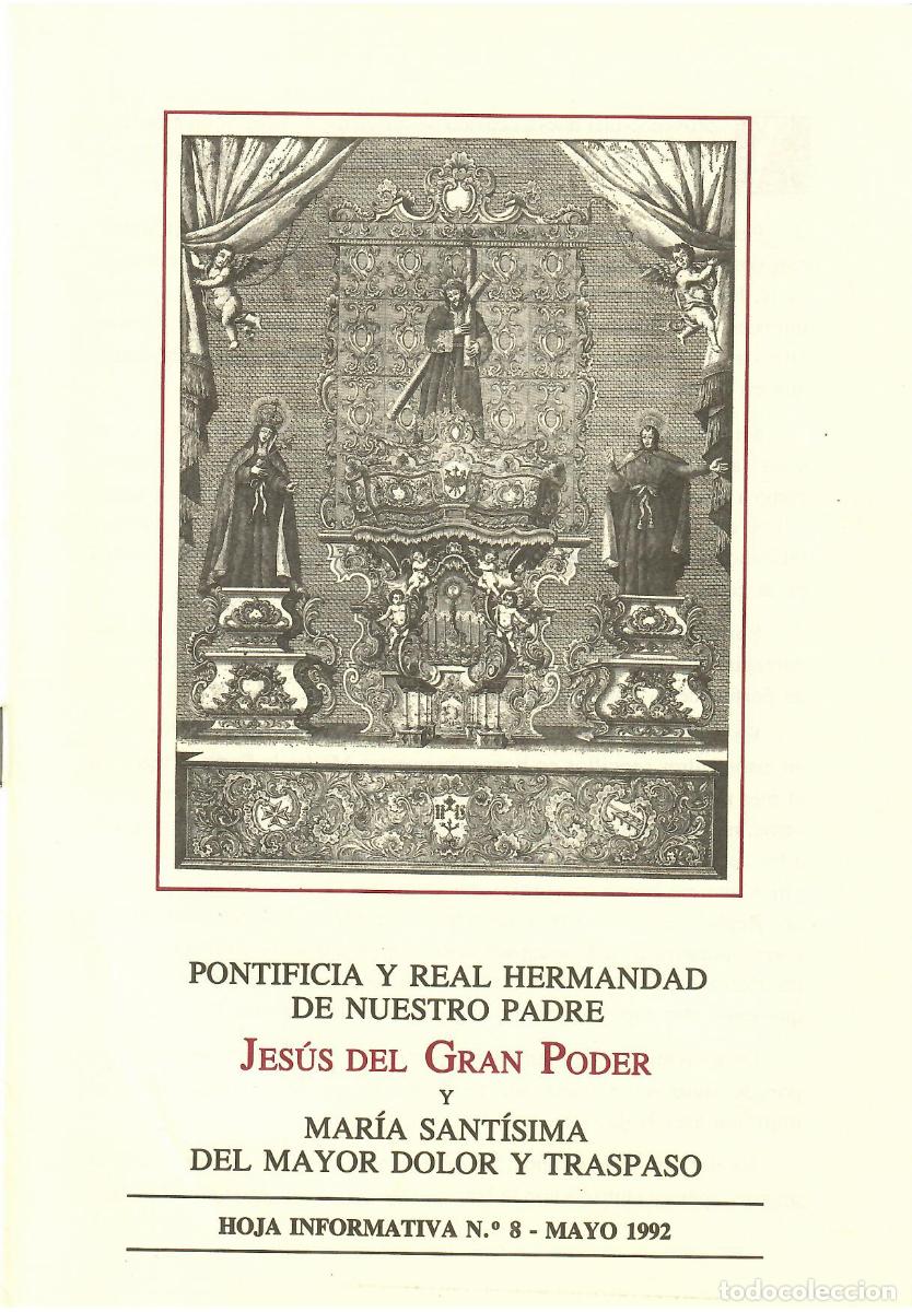 Coleccionismo de Revistas y Peri&oacute;dicos: SEMANA SANTA SEVILLA, HOJA INFORMATIVA HERMANDAD EL GRAN PODER N&ordm; 8, MAYO 1992
