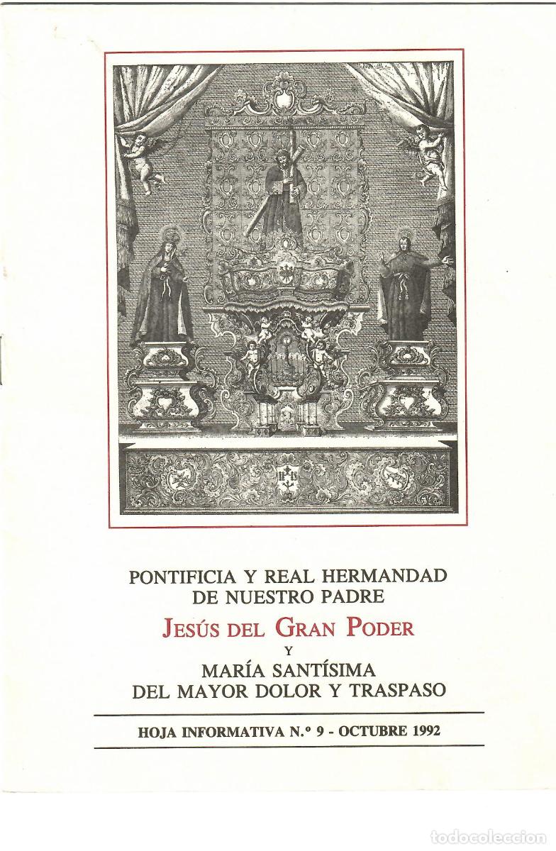 Coleccionismo de Revistas y Peri&oacute;dicos: SEMANA SANTA SEVILLA, HOJA INFORMATIVA HERMANDAD EL GRAN PODER N&ordm; 9, OCTUBRE 1992