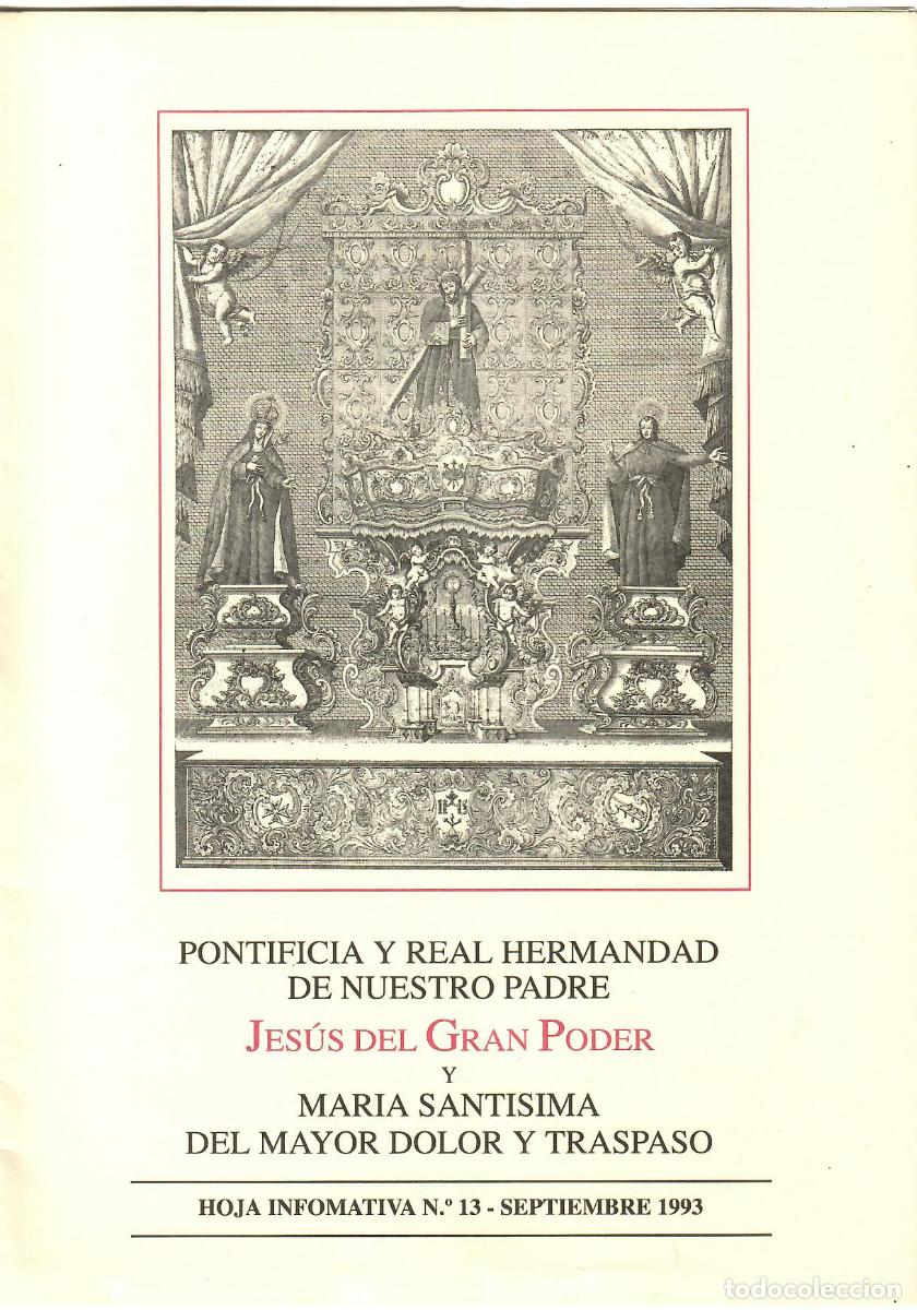 Coleccionismo de Revistas y Peri&oacute;dicos: SEMANA SANTA SEVILLA, HOJA INFORMATIVA HERMANDAD EL GRAN PODER N&ordm; 13, SEPTIEMBRE 1993