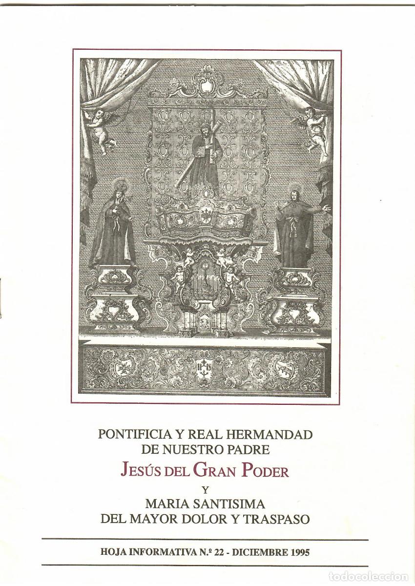 Coleccionismo de Revistas y Peri&oacute;dicos: SEMANA SANTA SEVILLA, HOJA INFORMATIVA HERMANDAD EL GRAN PODER N&ordm; 22, DICIEMBRE 1995