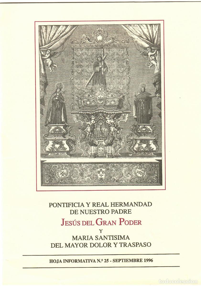 Coleccionismo de Revistas y Peri&oacute;dicos: SEMANA SANTA SEVILLA, HOJA INFORMATIVA HERMANDAD EL GRAN PODER N&ordm; 25, SEPTIEMBRE 1996