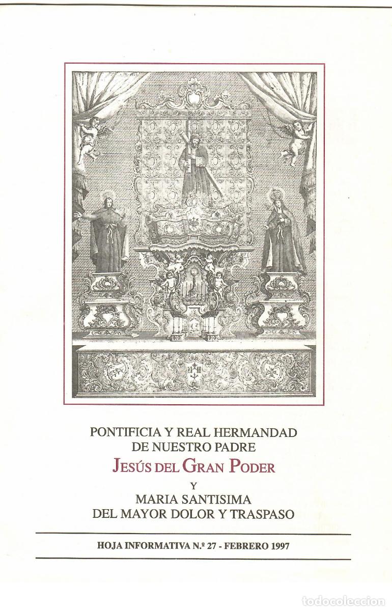 Coleccionismo de Revistas y Peri&oacute;dicos: SEMANA SANTA SEVILLA, HOJA INFORMATIVA HERMANDAD EL GRAN PODER N&ordm; 27, FEBRERO 1997