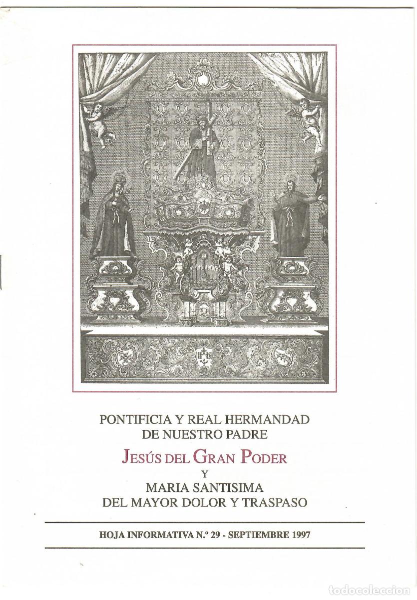 Coleccionismo de Revistas y Peri&oacute;dicos: SEMANA SANTA SEVILLA, HOJA INFORMATIVA HERMANDAD EL GRAN PODER N&ordm; 29, SEPTIEMBRE 1997