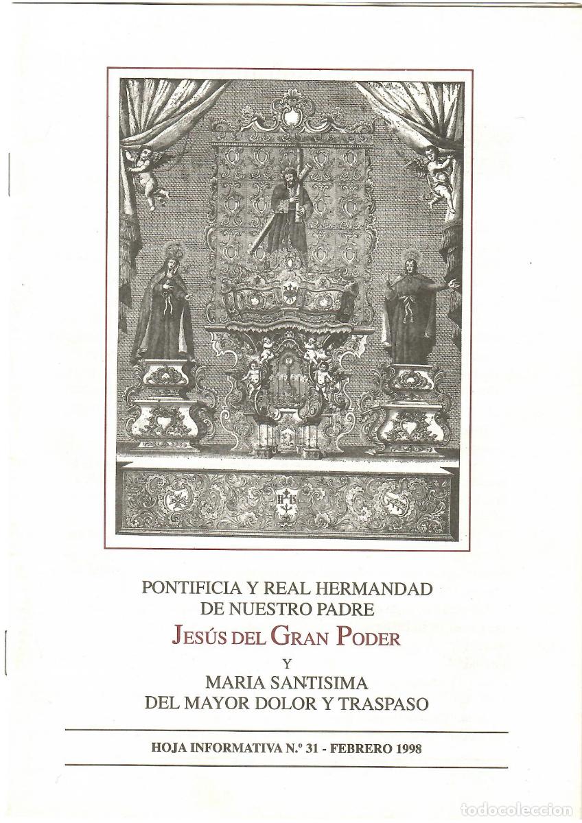 Coleccionismo de Revistas y Peri&oacute;dicos: SEMANA SANTA SEVILLA, HOJA INFORMATIVA HERMANDAD EL GRAN PODER N&ordm; 31, FEBRERO 1998