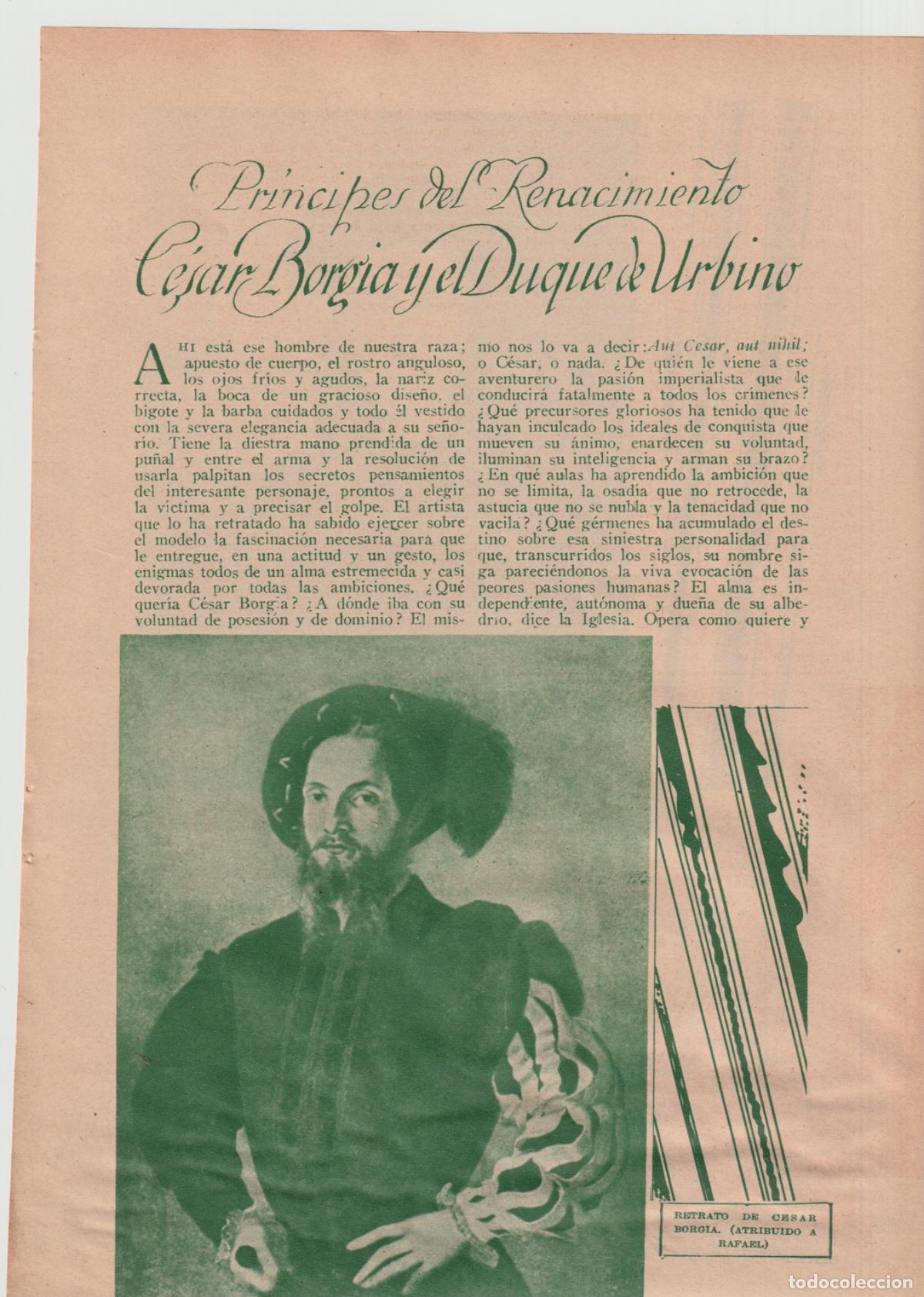 Coleccionismo de Revistas y Peri&oacute;dicos: Pr&iacute;ncipes del Renacimiento: C&eacute;sar Borgia y el duque de Urbino / Manuel Bueno - 1935