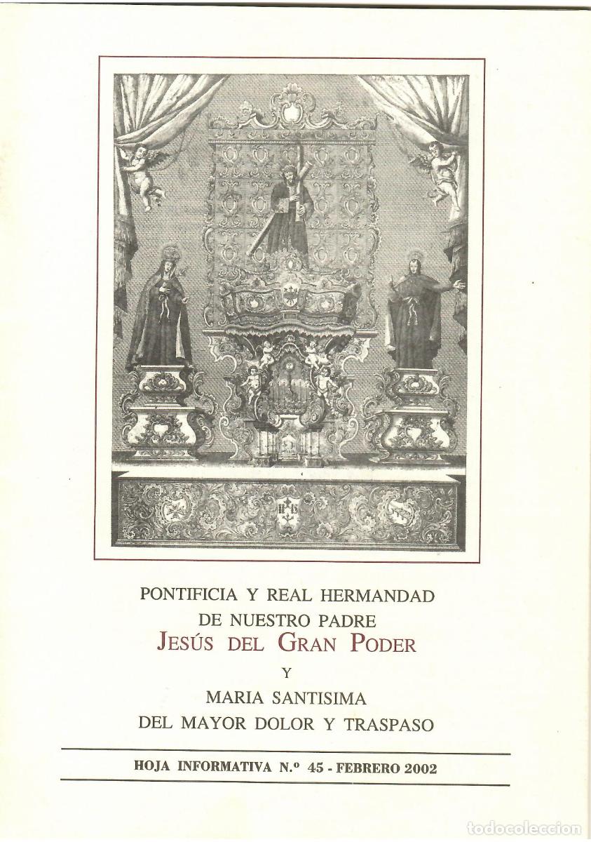 Coleccionismo de Revistas y Peri&oacute;dicos: SEMANA SANTA SEVILLA, HOJA INFORMATIVA HERMANDAD EL GRAN PODER N&ordm; 45, FEBRERO 2002