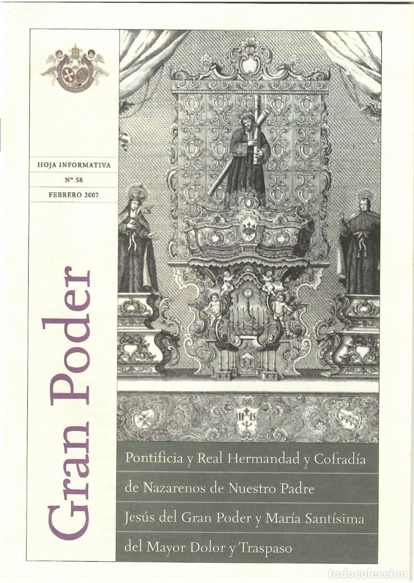 Coleccionismo de Revistas y Peri&oacute;dicos: SEMANA SANTA SEVILLA, HOJA INFORMATIVA HERMANDAD EL GRAN PODER N&ordm; 58, FEBRERO 2007