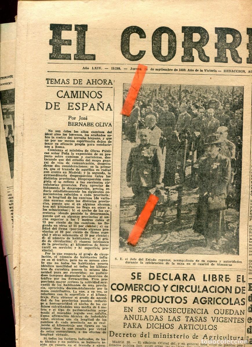Coleccionismo de revistas y peri&oacute;dicos: PERIODICO A&Ntilde;O 1939 FRANCO CUARTEL DE SIMANCAS FRANCISCO ALVAREZ OSORIO MUSEO ARQUEOLOGICO GUIMERA