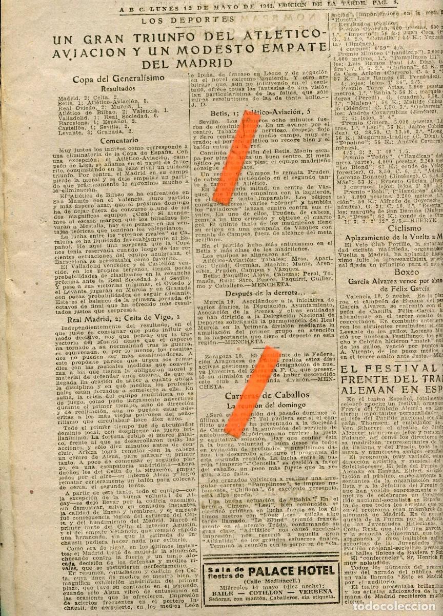 Coleccionismo de Revistas y Peri&oacute;dicos: PERIODICO A&Ntilde;O 1941 POST GUERRA CIVIL FUTBOL ATLETICO AVIACION BETIS REAL MADRID CELTA DE VIGO