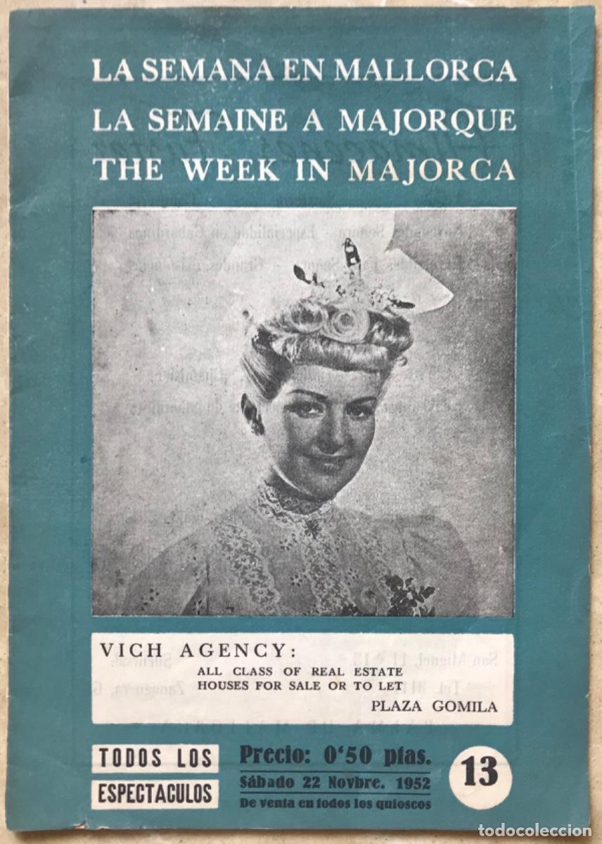 Coleccionismo de Revistas y Peri&oacute;dicos: LA SEMANA EN MALLORCA - 1952 - TODOS LOS ESPECT&Aacute;CULOS, ANUNCIOS DE LA &Eacute;POCA -